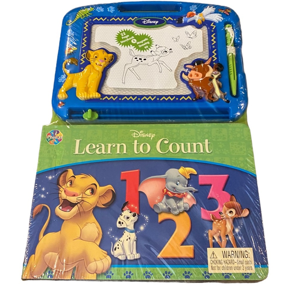 Disney Learn To Count Book And Magnetic Board With Pen NEW
